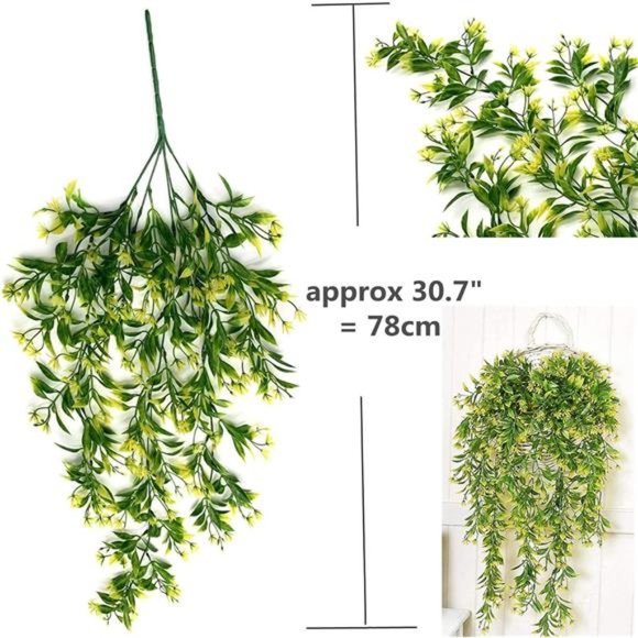 Artificial Hanging Vine Flowers Decor, Fake Vines Plants Greenery Plastic Willow - Picture 5 of 6